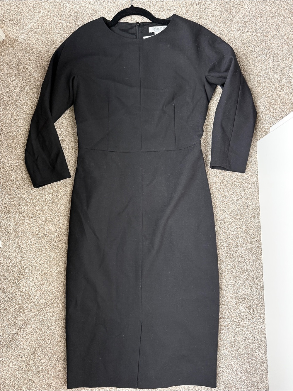 MaxMara Black Long-Sleeve Sheath Dress